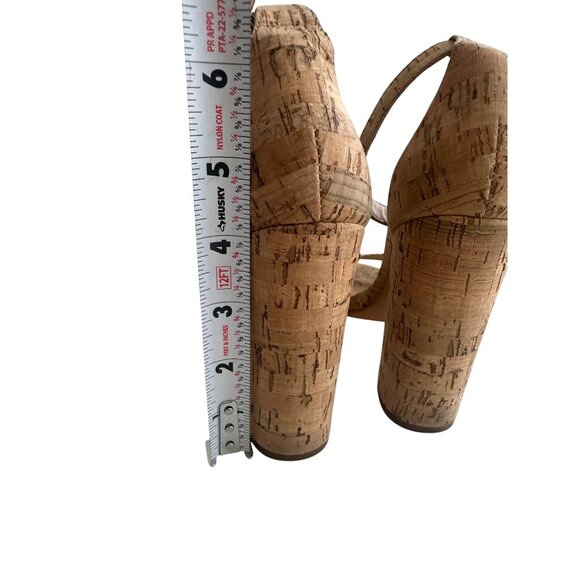 SCHUTZ Cork Ankle Strap Sandals Heels Size 7 - Picture 6 of 9